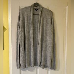 Express Lightweight Grey Detailed Back Seam Open Front Cardigan• Large